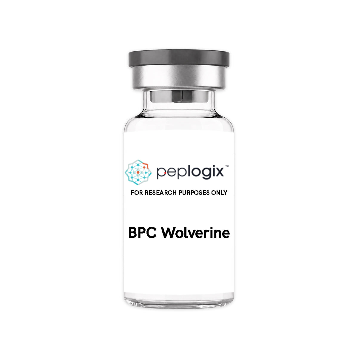 Peplogix BPC Wolverine lyophilized vial, for research purposes only.