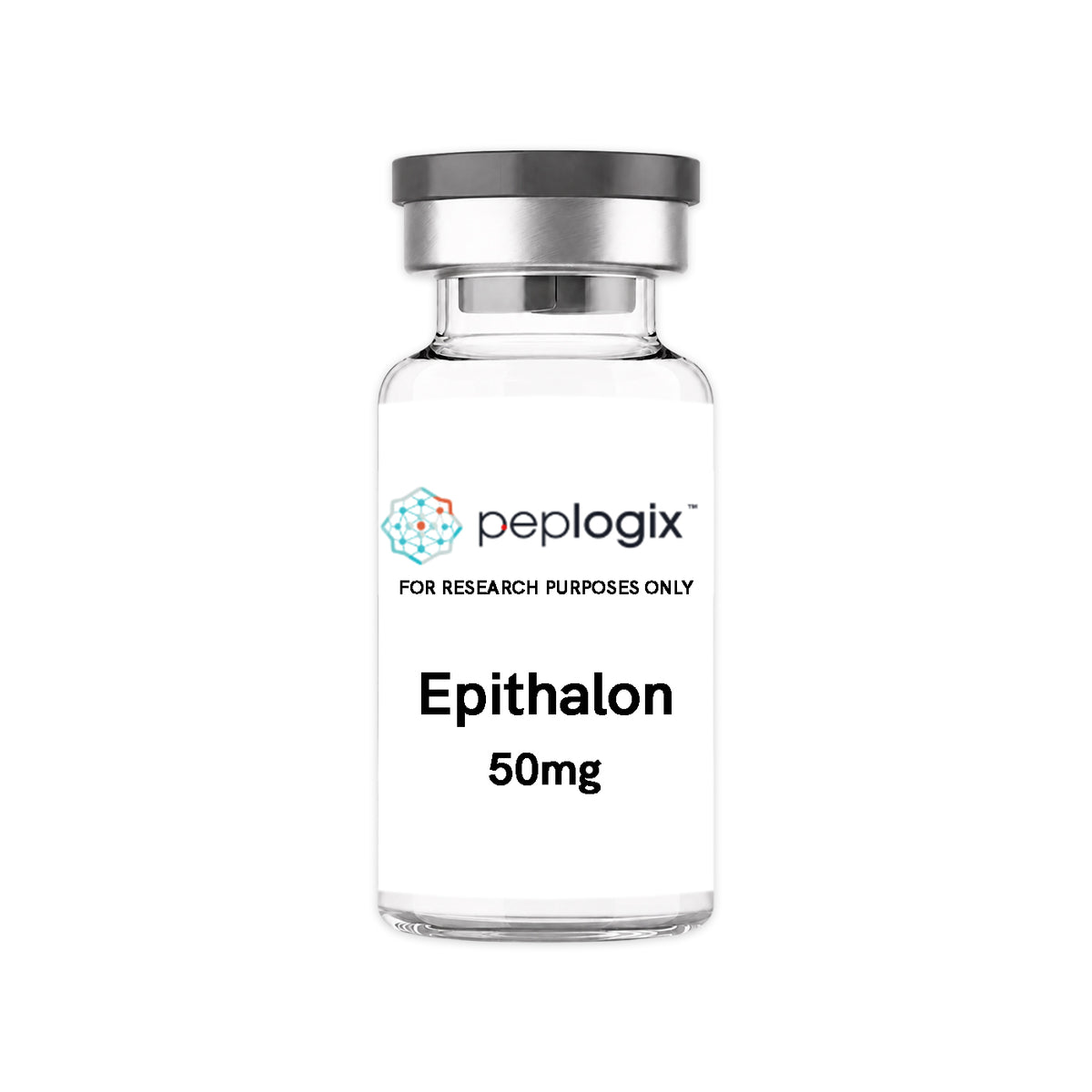 Peplogix Epithalon (Epitalon) lyophilized vial, for research purposes only.