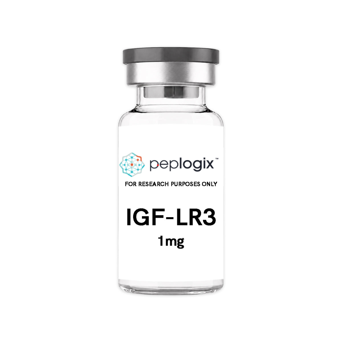Peplogix IGF-1 LR3 lyophilized vial, for research purposes only.