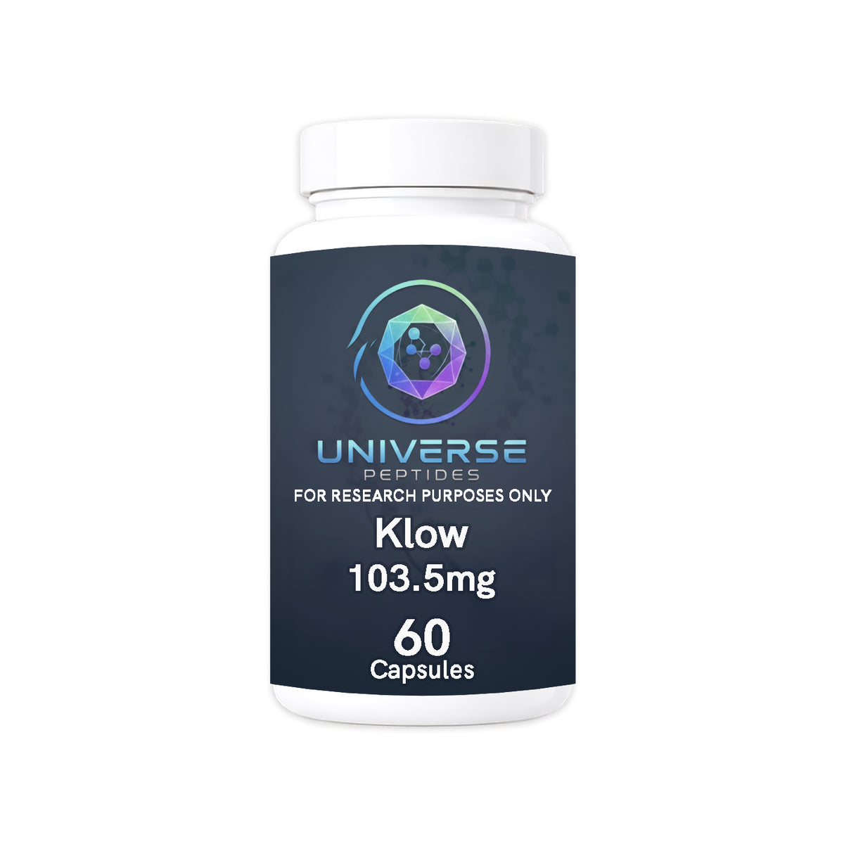 Universe Peptides Klow, 60 capsule bottle, for research purposes only.