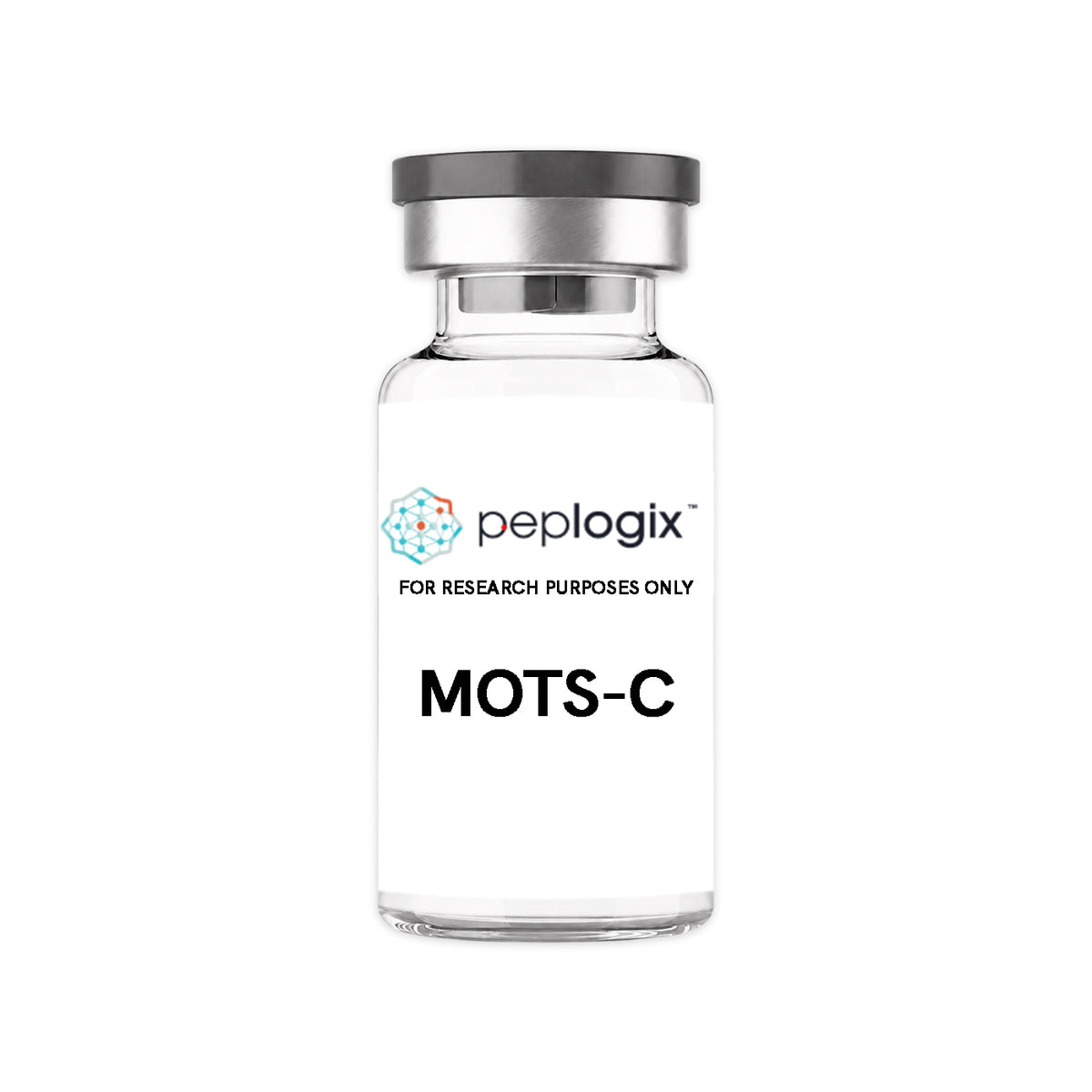 Peplogix MOTS-c lyophilized vial, for research purposes only.
