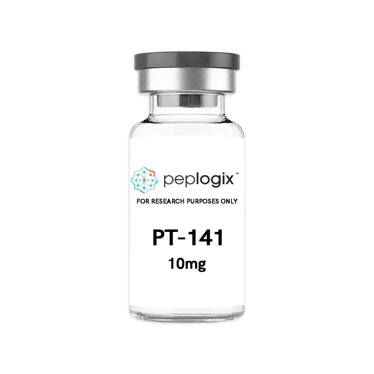 Peplogix PT-141 lyophilized vial, for research purposes only.