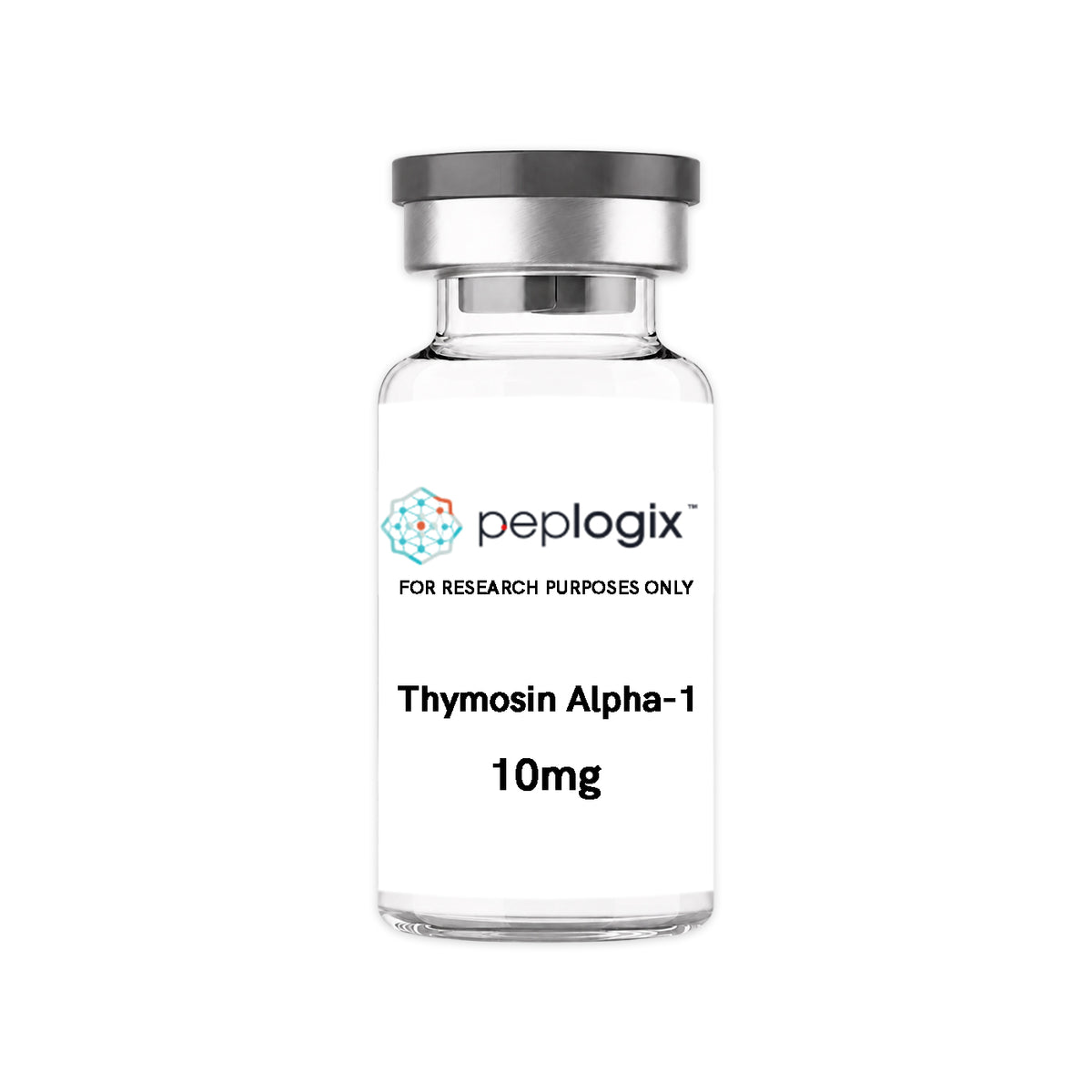Peplogix Thymosin Alpha-1 lyophilized vial, for research purposes only.